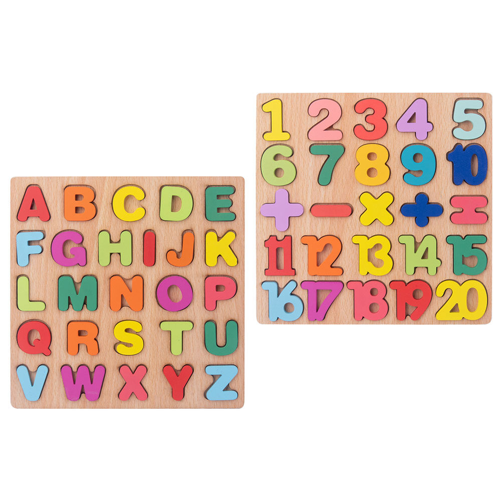 Abc Kids Early Education - 2 juegos de rompecabezas de madera
